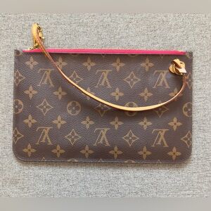 AUTHENTIC LOUIS VUITTON Neverfull MM Monogram Canvas Pochette Wristlet Pouch